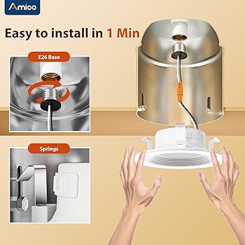 Amico 4 inch 3CCT LED Recessed Lighting 12 Pack, Dimmable, Damp Amico 4 inch 3CCT LED Recessed Lighting 12 Pack, Dimmable, Damp