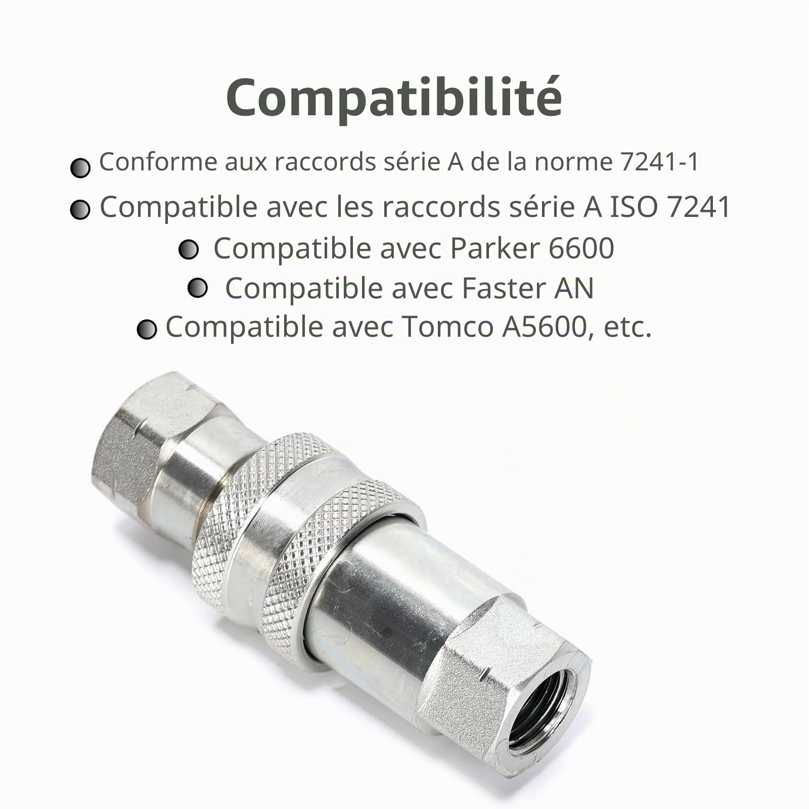 1 jeu d'accouplement rapide hydraulique en acier au carbone, raccord NPT 1/4, bouchon de tuyau fileté femelle