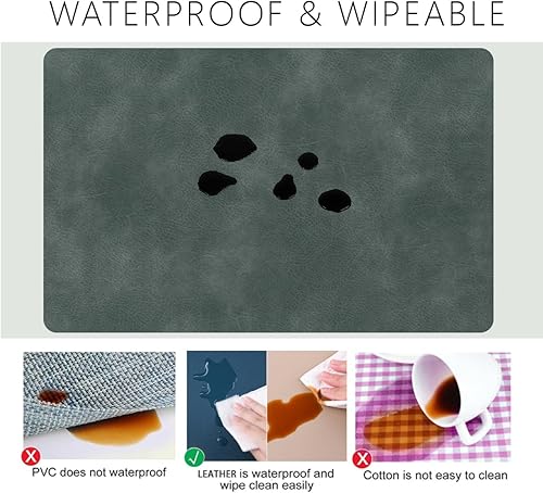 Miniatura 4 de Juego de 6 manteles individuales de piel sintética con esquinas redondeadas, impermeables y lavables, resistentes al calor, reutilizables para