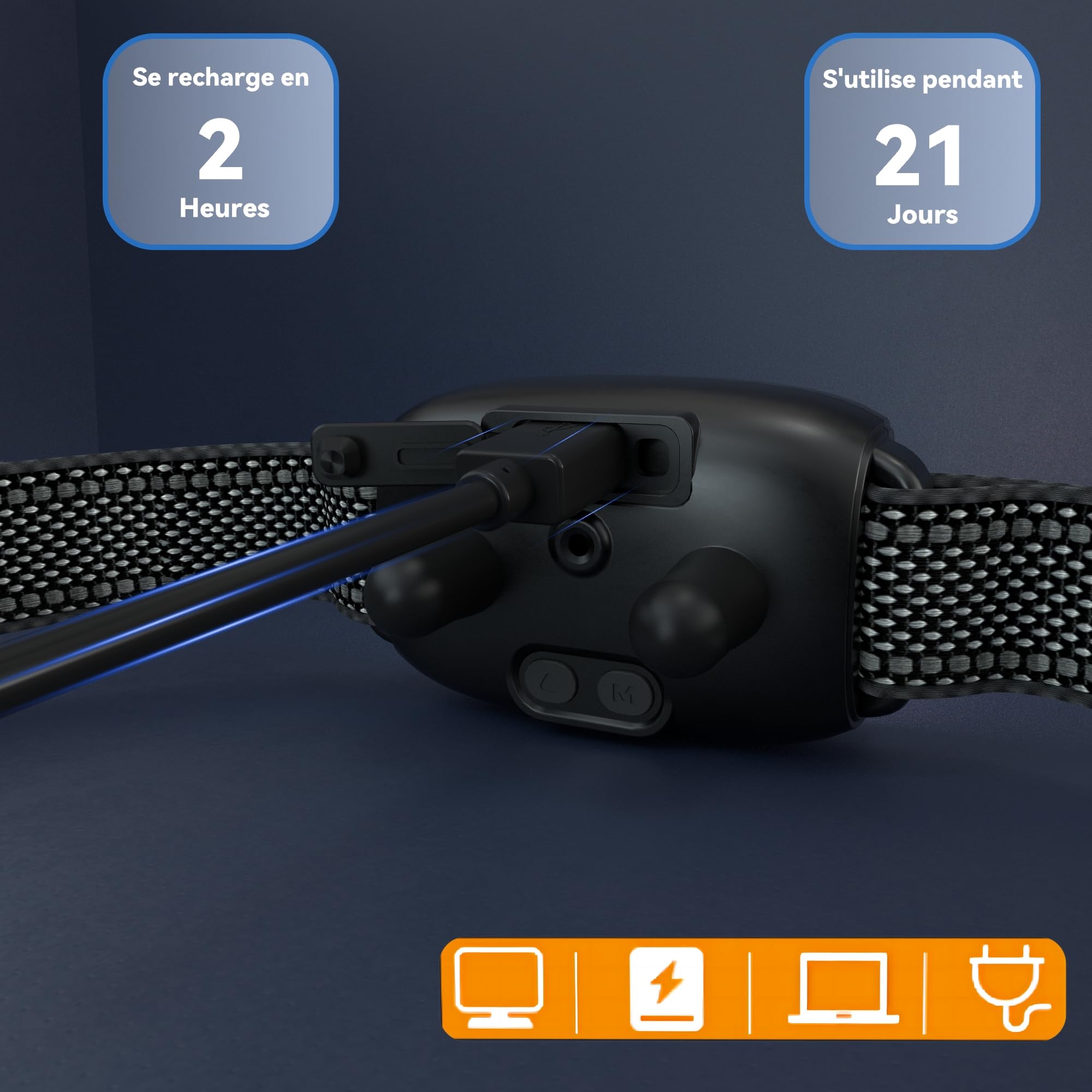 Meloive Collier Anti Aboiement Chien, Détection Intelligente des Aboiements, 4 Modes Vibration/Choc Statique/Son, 8 Niveau d'intensité, Rechargeable pour Gros Petit Chiens