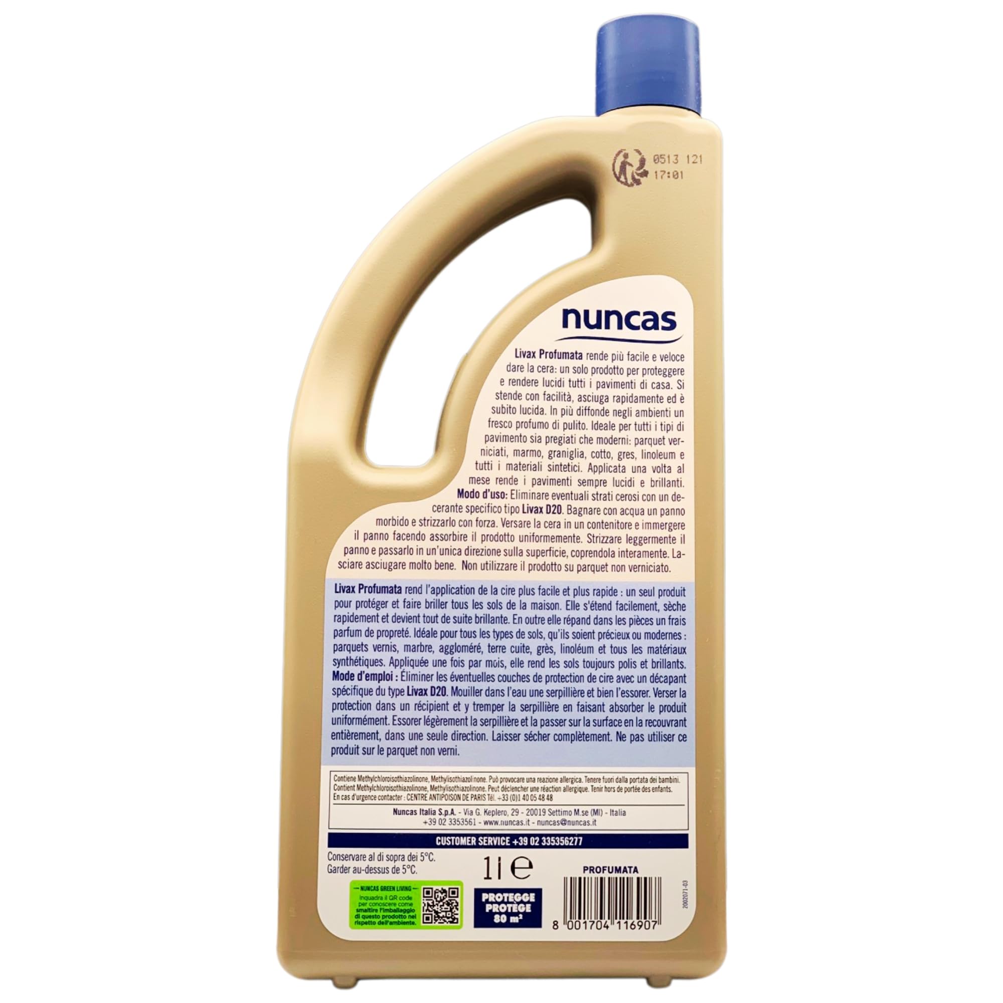 SET: Livax Cera Protettiva PROFUMATA, Profuma a Lungo Tutti i Pavimenti. Autolucidante e Antisdrucciolevole 1000ml + Panno In Lattice SOFT, Formato 30x30 (2 Livax + 1 Panno Lattice)