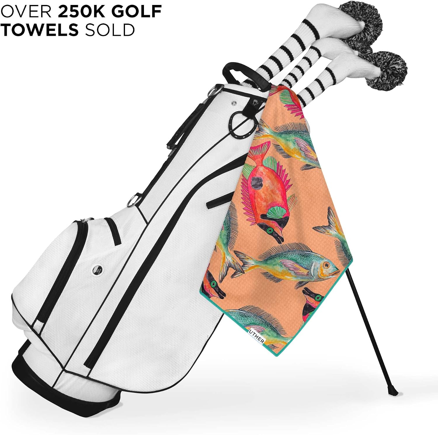 Uther Tour Golf Towel, Dual Hanging Premium Microfiber Towel, Golf Accessories, 20 Inch x 40 Inch - Image 4
