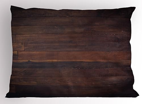 Ambesonne Funda de almohada de chocolate, madera envejecida envejecida de roble oscuro, tablones de madera de madera de roble con imagen de piso de