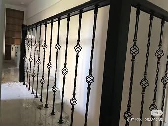 Iron Balusters for Staircase Interior (Box of 10) Stair Spindles 1/2 Square Balusters - Hollow Double Basket Single Twist Stair Balusters (Real Satin Black), E06