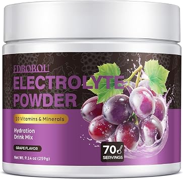 Sugar Free Electrolyte Powder Grape Flavor 70 Servings Refreshing Hydration with Potassium, Sodium & Magnesium Gluten-Free, Ideal for Athletes