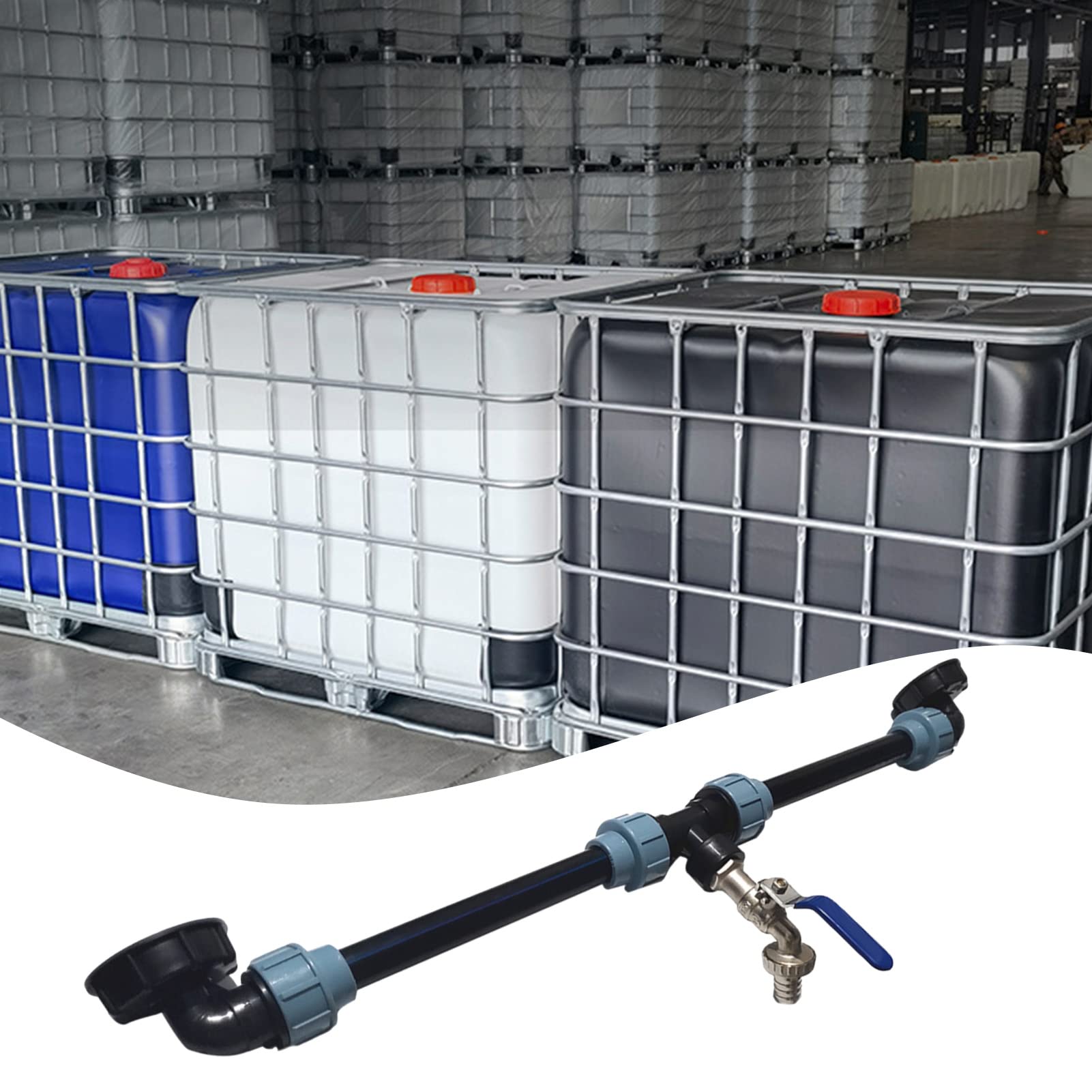 IBC - Kit de conector de tanque – Grifo de manguera de latón de 0.5 pulgadas y adaptador de tanque doble para una fácil instalación, ideal para soluts de riego del hogar y jardín, perfecto para