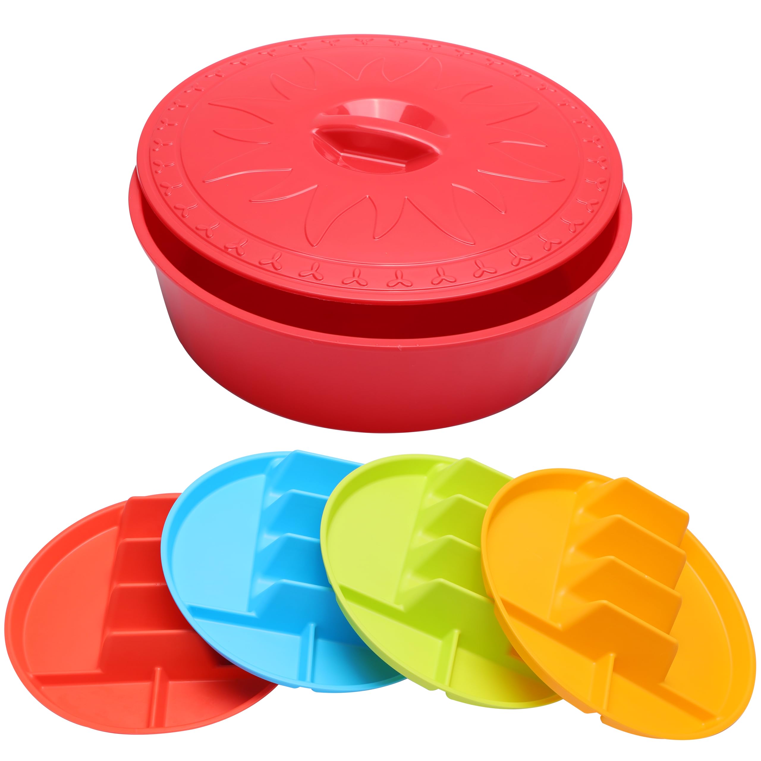 ViotiinTaco Holder Kit, 12-inch Tortilla Warmer Container & Stackable Taco Plates of 4, BPA-Free Taco Bar Serving Set for a Party & Taco Tuesday, Microwave & Dishwasher Safe