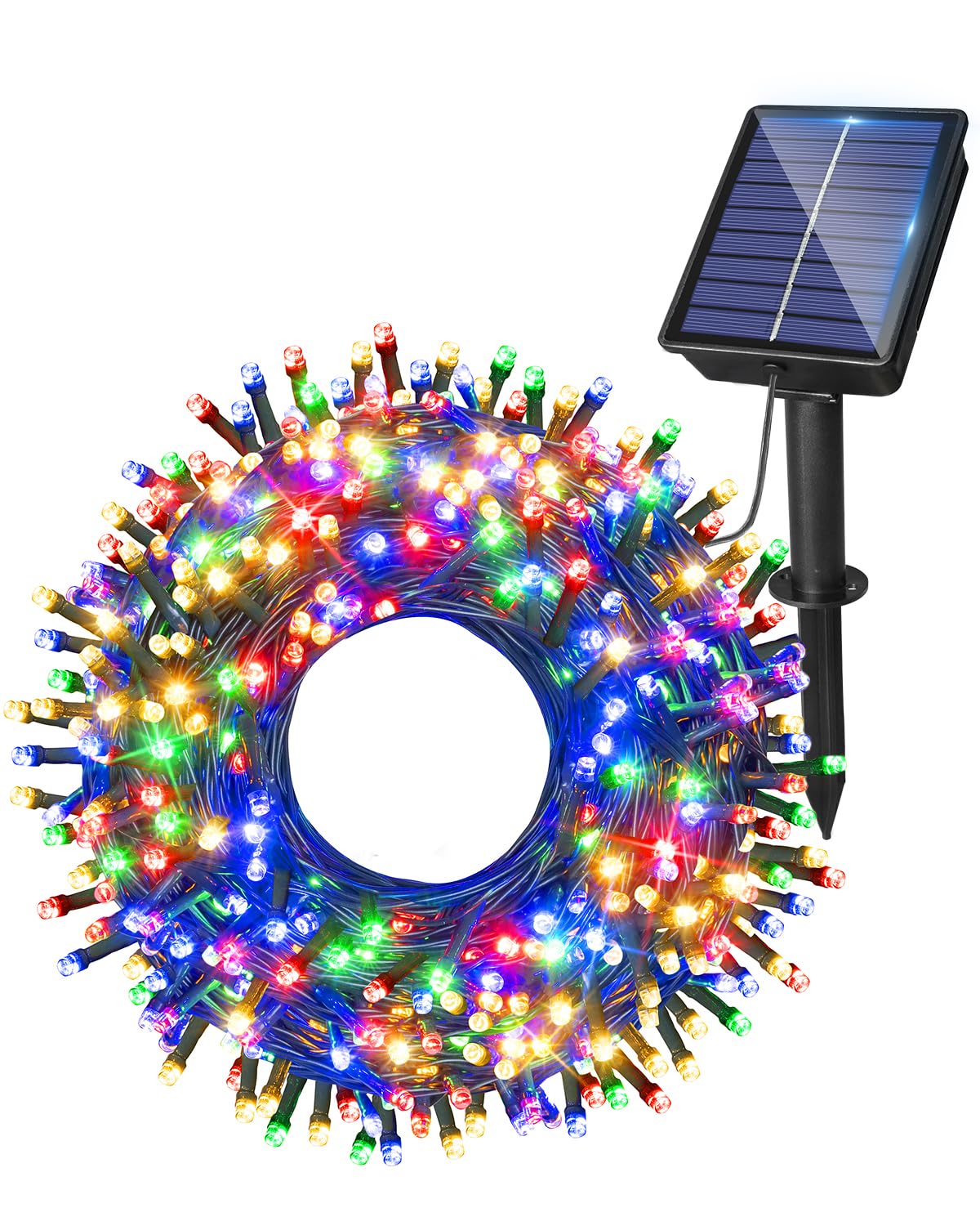 Ollny Solar Lights Outdoor Garden 20m 200 LEDs Fairy Light, Multicolour String with 8 Modes Large Capacity