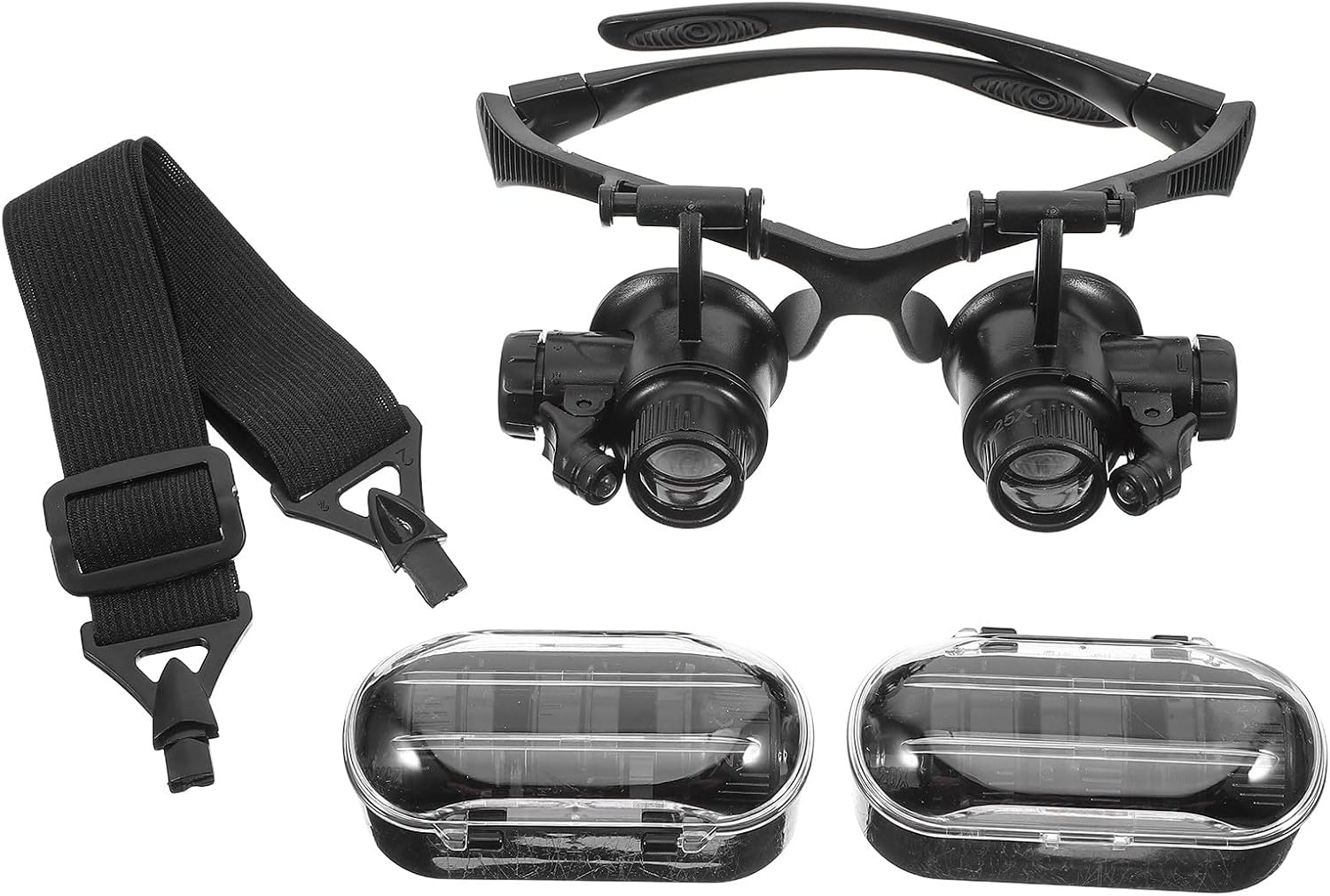 Alipis Headband Magnifying Glass with LED Light, Detachable Lens Head Mount Magnifier for Jewelry and Watch Repair, Professional Jeweler’s Loupe for Precision Crafting and Watchmaker