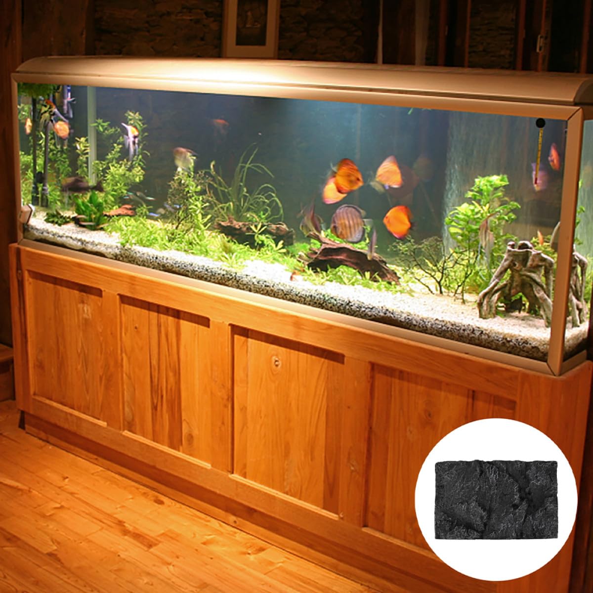 FRCOLOR Tablero para Tanque de Tortugas y Acuario de PU Negro, Panel 3D de Roca Alta Simulación, Duradero y Liviano para Adorno de Terrario