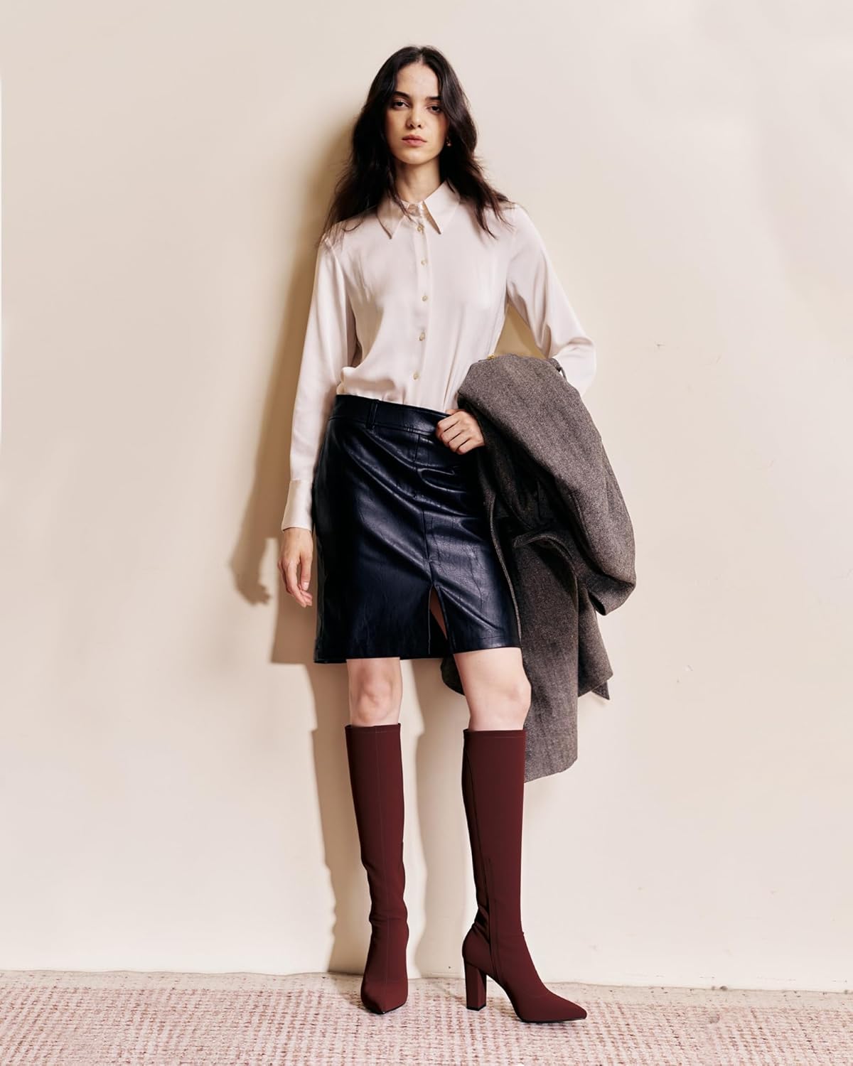 NEWBELLA Women's Suede Knee High Boots - Comfortable Chunky Heel Boots with Side Zipper, for Fall & Winter Fashion - Image 3