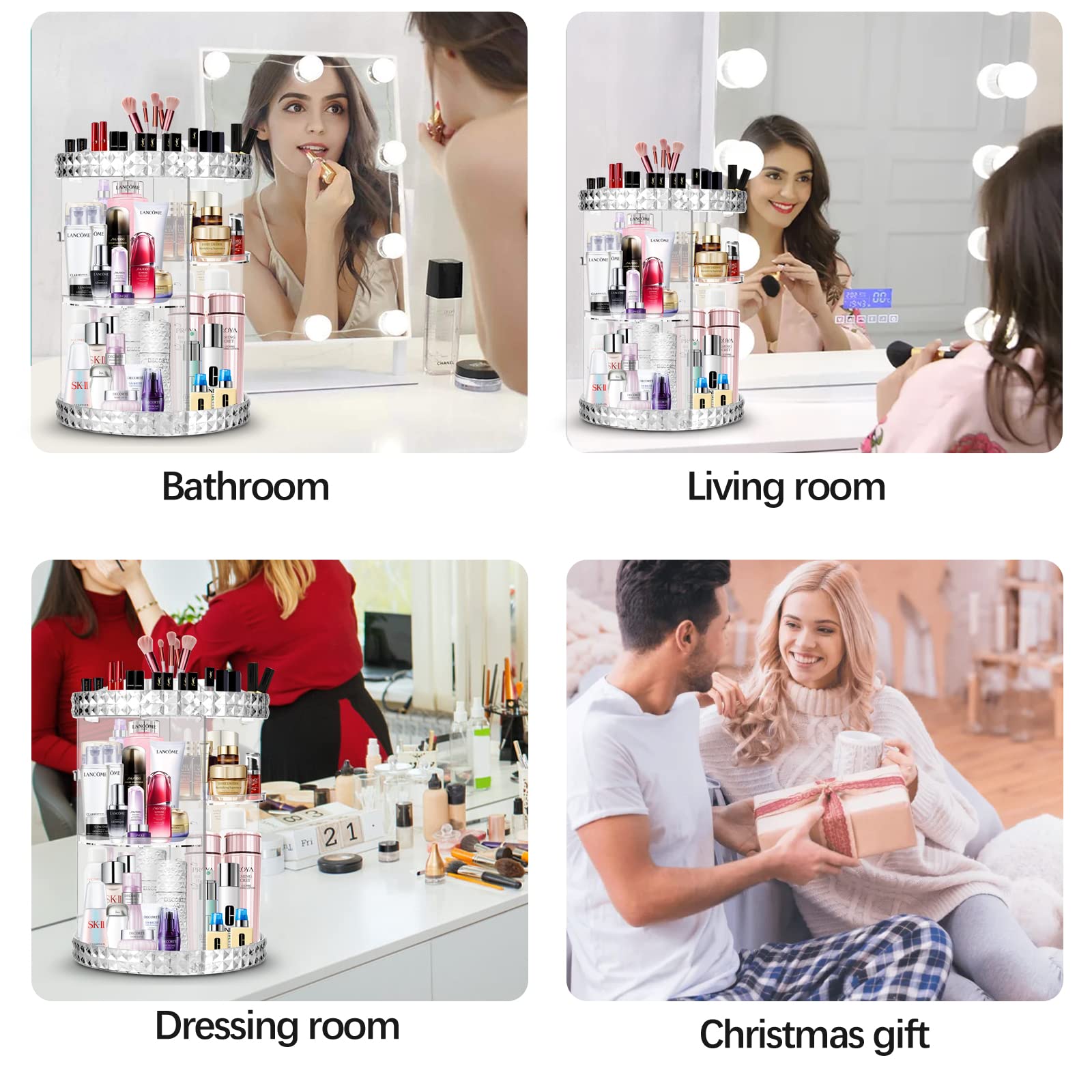 HEMTROY 360° Drehbarer Make-up-Organizer – Acryl-Kosmetikregal Für Bad, Schminktisch & Mehr