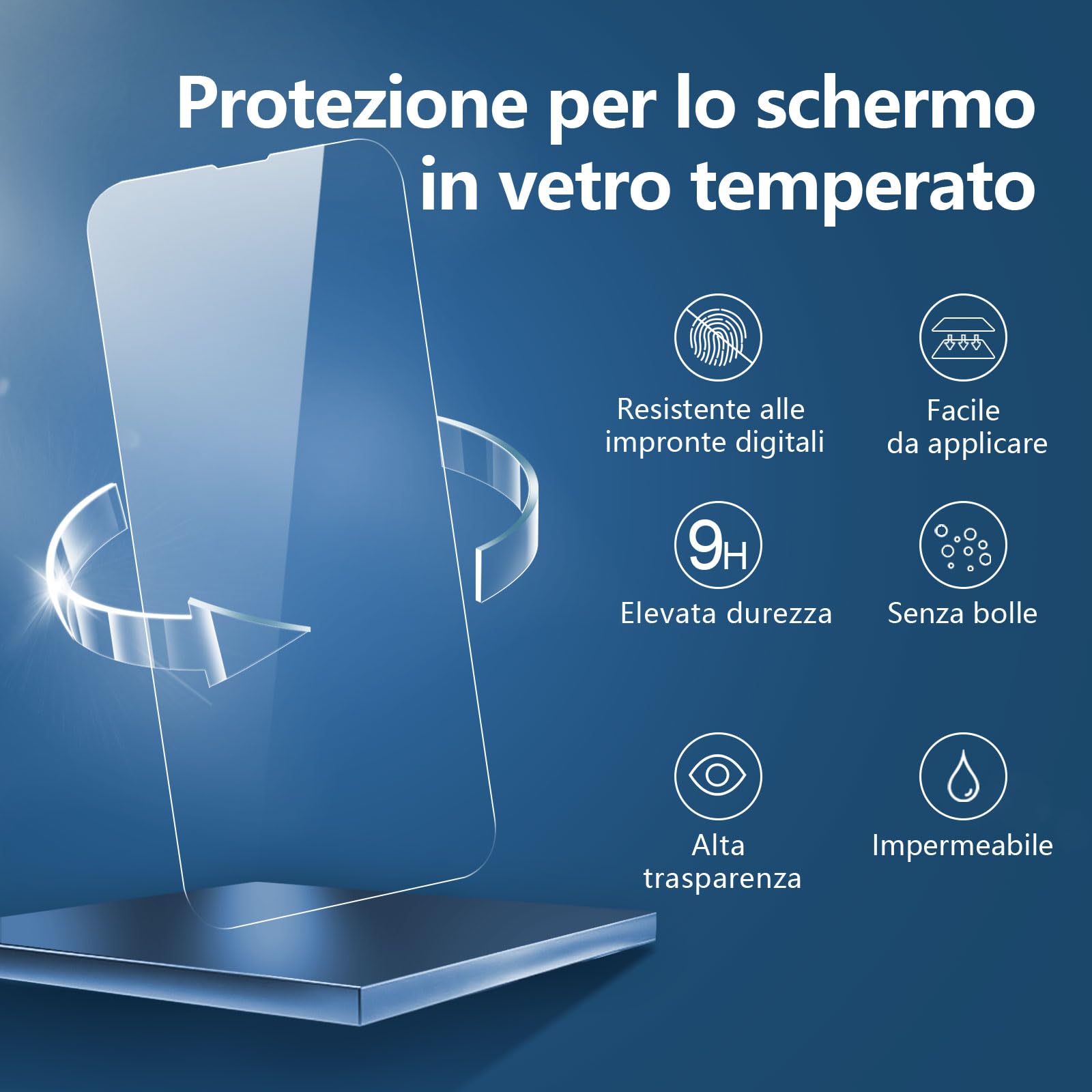 NEW'C 3 Pezzi, Vetro Temperato per iPhone 14, iPhone 13, iPhone 13 Pro (6,1 Pollici), Pellicola Prottetiva Anti Graffio, Anti-Impronte,Durezza 9H, 0,33mm Ultra Trasparente, Ultra Resistente