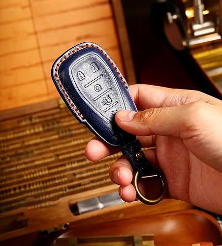 Miniatura 10 de ontto Funda de cuero para llave de automóvil de 4 botones, protección completa, compatible con Chevy Equinox Traverse Malibu Camaro, color negro