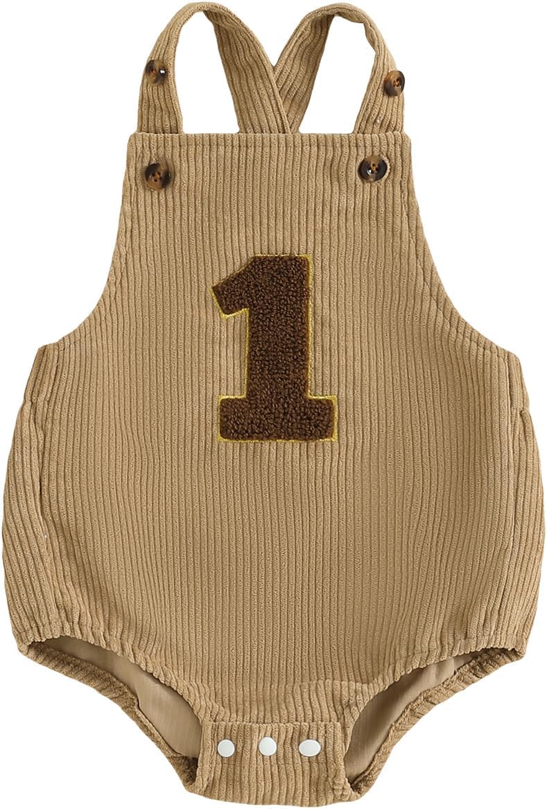 Thorn Tree Baby Girl Boy 1st Birthday Clothes One Year Old Bubble Bodysuit Backless Rib Romper Cake Smash Outfits