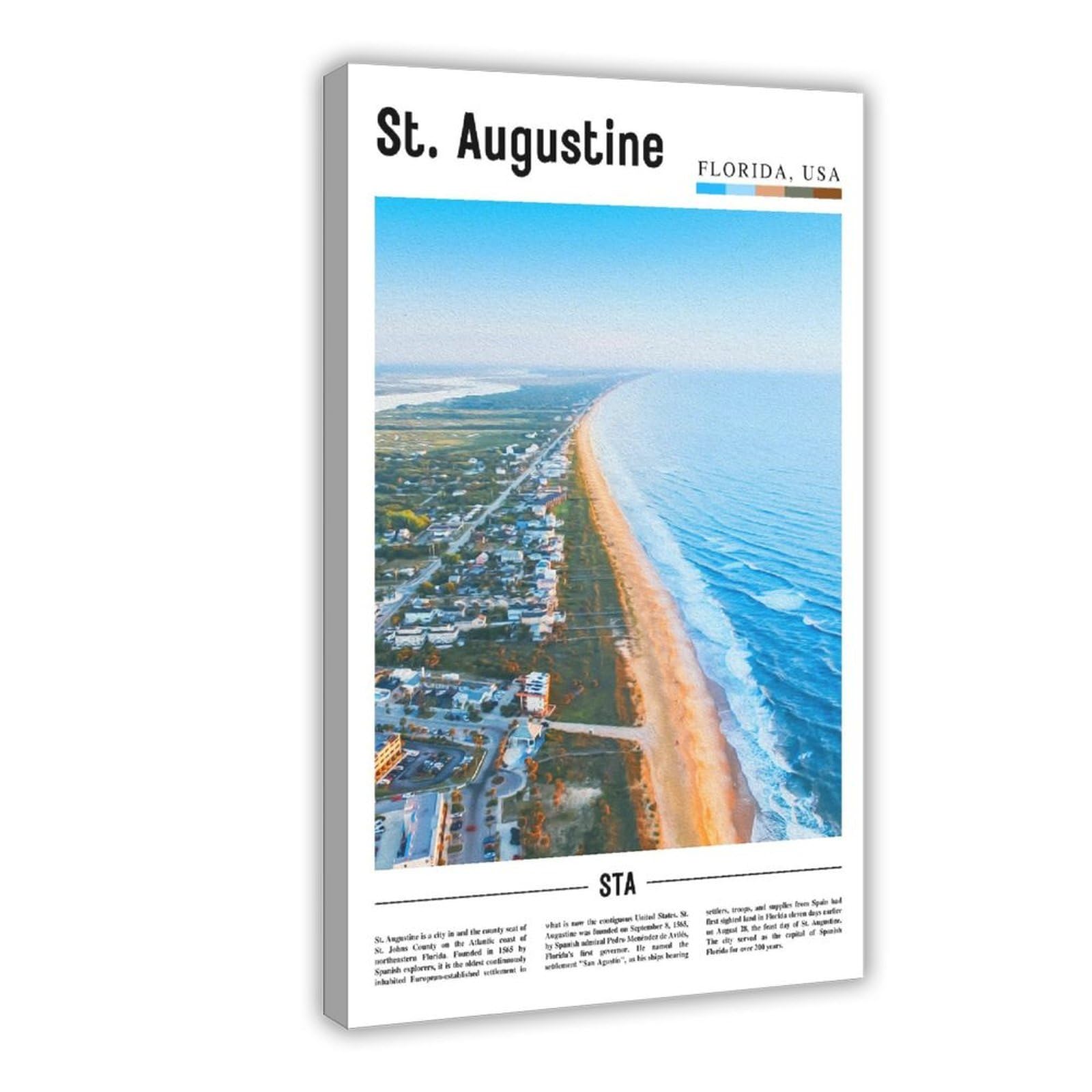 Wcyb Frame St. Augustine St. Johns County Florida Usa Landscape Travel Posters Prints Canvas Deco Paintings Wall Art Hangable 20" L X 30" W