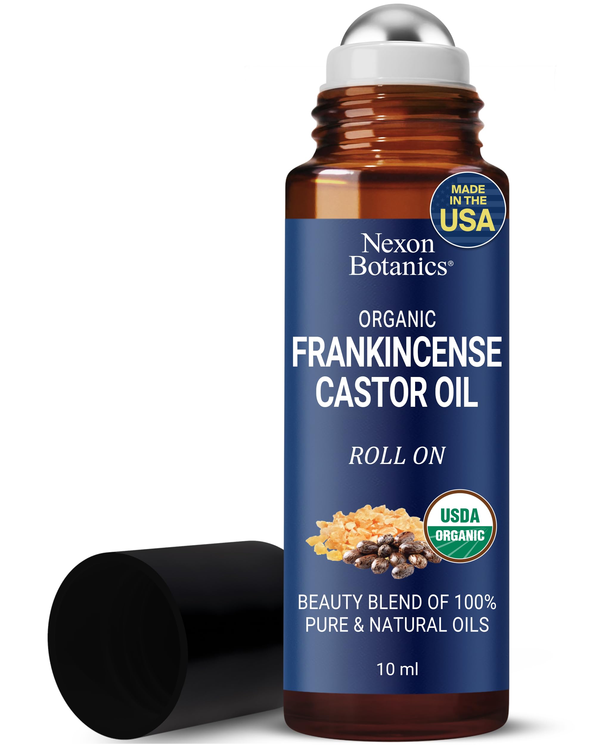 Organic Castor Oil and Frankincense Eye Roller 10 ml - Natural Essential Blend for Under Eye Puffiness Fine