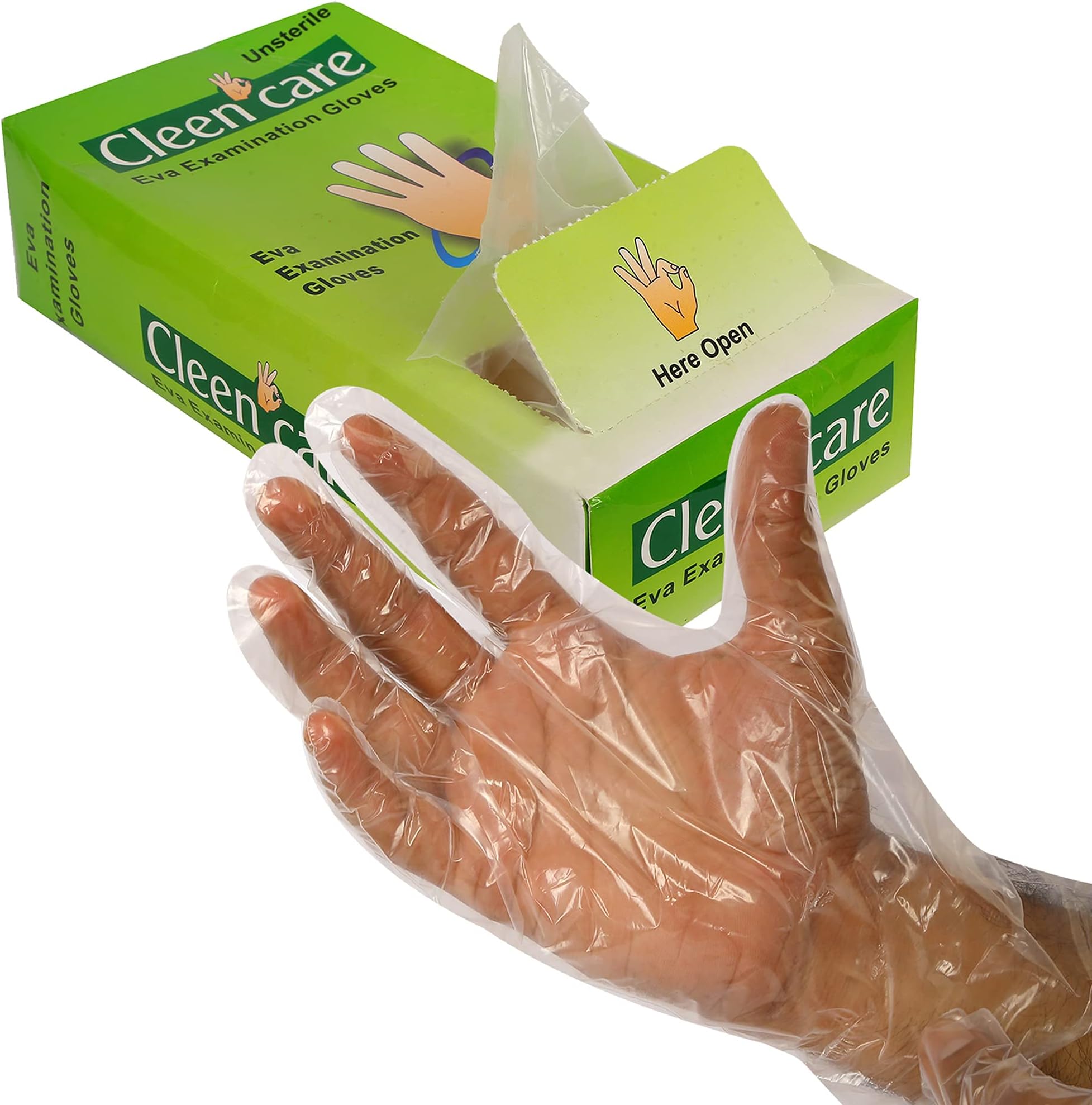 Disposable EVA Non-Sterile Hand Gloves 200 pcs.(Transparent), Large