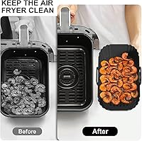 Vista 4 de Paquete de 2 forros de silicona para freidora de aire, reutilizables, compatibles con Ninja Foodi DZ201, DZ401, DZ550, DZ302, COSORI 9QT, Chefman