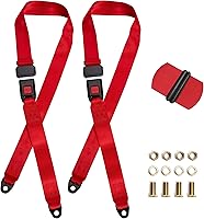 ROSSROLLA Red Golf Cart Seat Belt Kit 2-Pack, Universal Fit EZGO Yamaha Club Car UTV, Adjustable 37.5-54.4" Safety Belts Front Rear