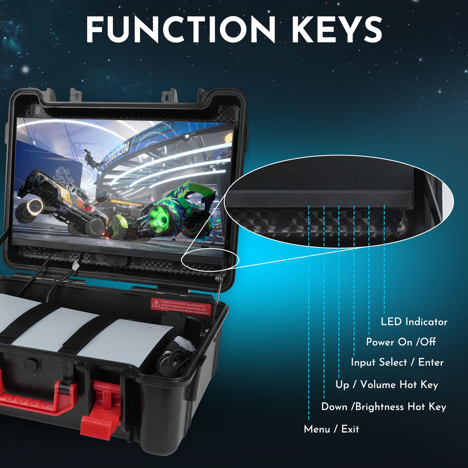ARMORR GamersBox FHD IPS da 21,5" Schermo, Schermo Rimovibile per la Libertà di Gioco, Plug & Play, PS5, PS4, XBOX Series S, XBOX One X, PC e Dispositivi Mobili, da 48 Hz a 75 Hz (Console Non Inclusa)