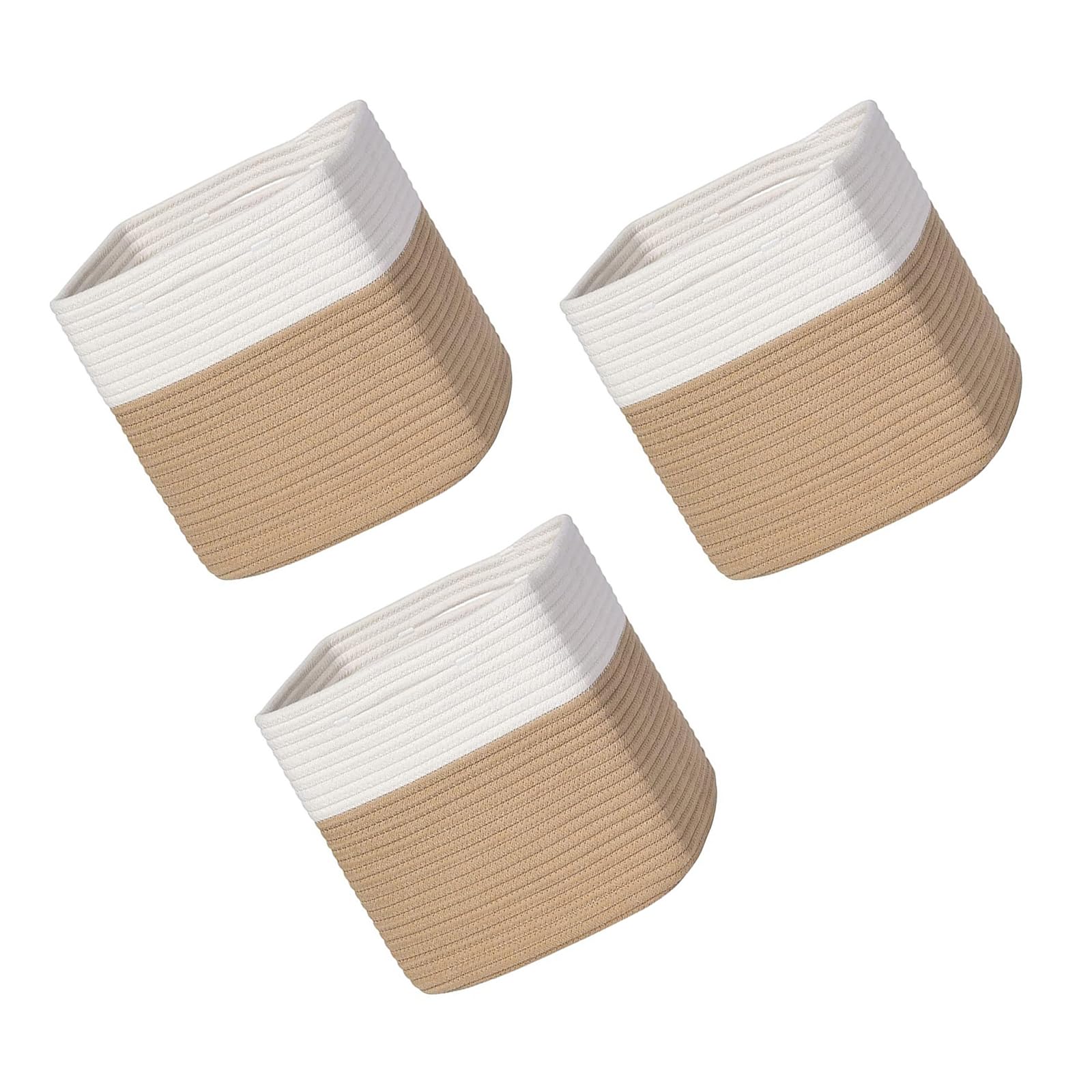 TQUXNGA Triple Pack Braided Fabric Bins Versatile for Organizing Clothes Blankets and Household Items Closet Organization Basket
