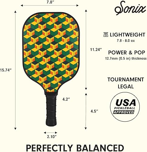 Miniatura 4 de Sonix Juego de 4 palas de pickleball  Aprobado por USAPA  Juego de pickleball de superficie de fibra de vidrio con 4 paletas, 2 bolas y bolsa
