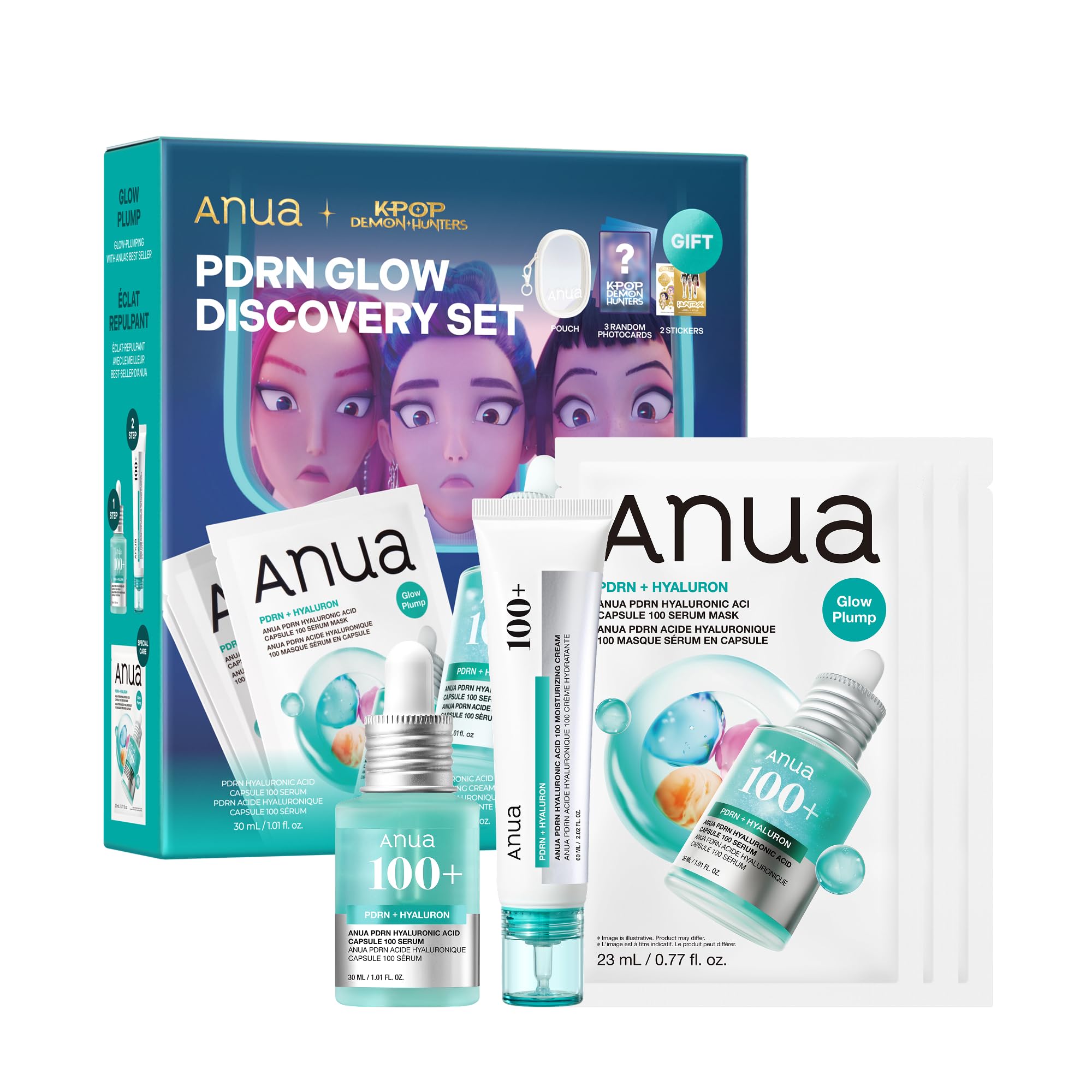 Anua PDRN Discovery Set, 3-Schritte Routine, Glow Hydration, Lachs-DNA, Hyaluronsäure, Kollagen, Korean Skincare
