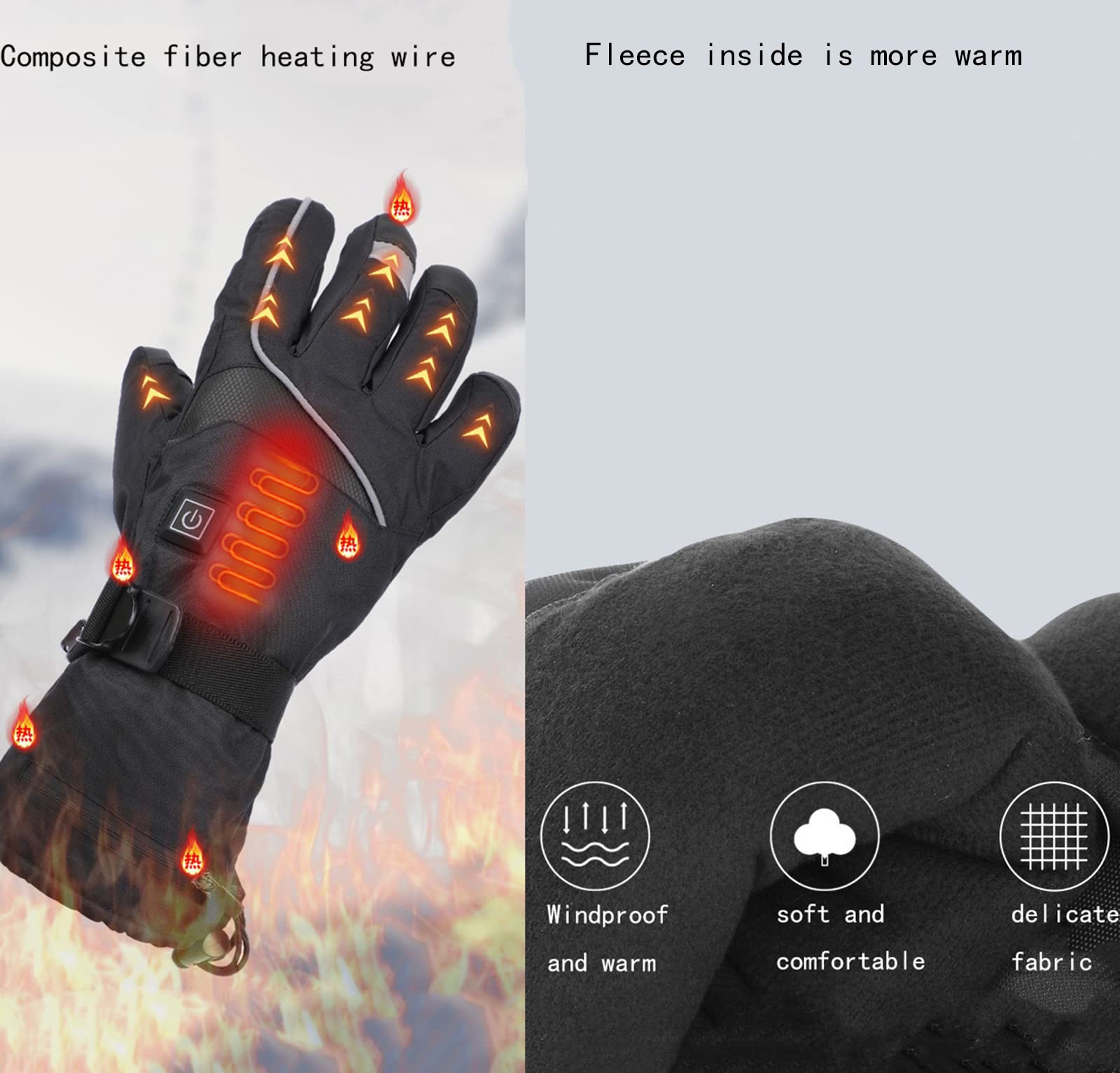 CHEWYNP Guanti scaldamani alimentati Tramite USB Guanti per Abbigliamento Esterno riscaldati Guanti Invernali per Uomini e Donne - Guanti Caldi e Impermeabili per climi Freddi, Guanti Term