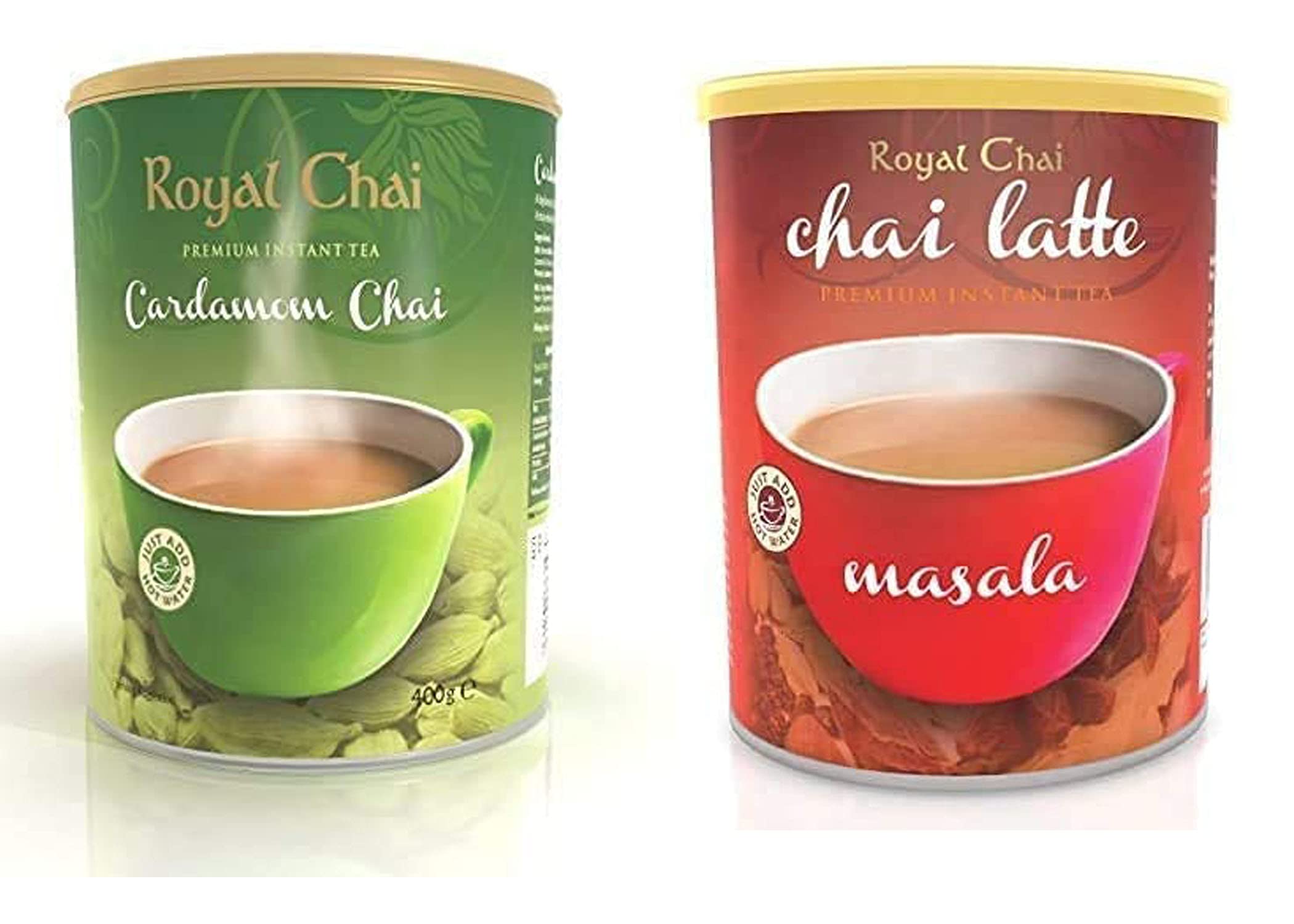 Royal Chai Elaichi gesüßt 400g und Masala gesüßt 400g - Premium Soforttee - Natürlicher Instant-Kardamom und Masala Indianer Tee