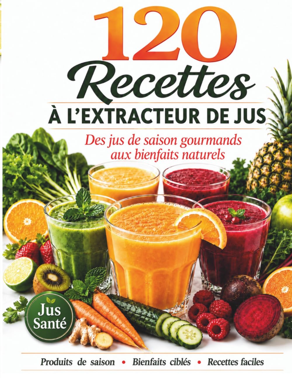 120 RECETTES A L'EXTRACTEUR DE JUS: Des jus Gourmands aux bienfaits naturels, Produits de saison, Bienfaits ciblés, recettes faciles