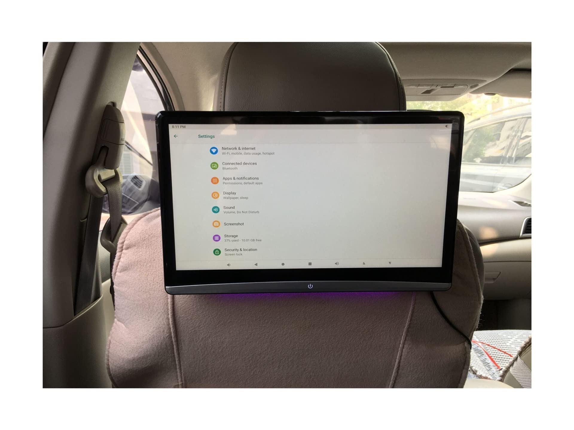 Monitor for reposacabezas de Coche 12,5 Pulgadas, Pantalla 4K 1080P HD WiFi/HDMI/USB/TF/BT RAM 2GB/16GB Mirroring/Miracast App Download Viajes Familiares por Carretera(1PC Monitor)