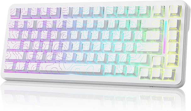 لوحة مفاتيح ألعاب لاسلكية سريعة التشغيل ATTACK SHARK X82PRO HE بنسبة 75%، لوحة مفاتيح مغناطيسية بتأثير هول مع تشغيل قابل للتعديل RT مقاس 0.01 مم، معدل اقتراع 8 كيلو هرتز، تبديل ساخن، RGB، للاعبي الكمبيوتر الشخصي باللون الأبيض