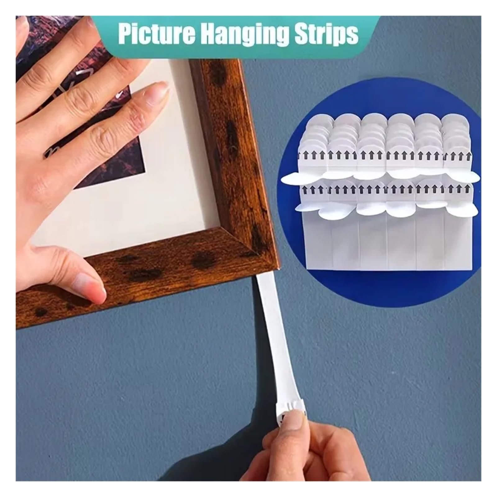 Tiras adhesivas para colgar cuadros, Tiras for colgar cuadros, autoadhesivas sin perforaciones, 10, 30 pares(30Pairs)