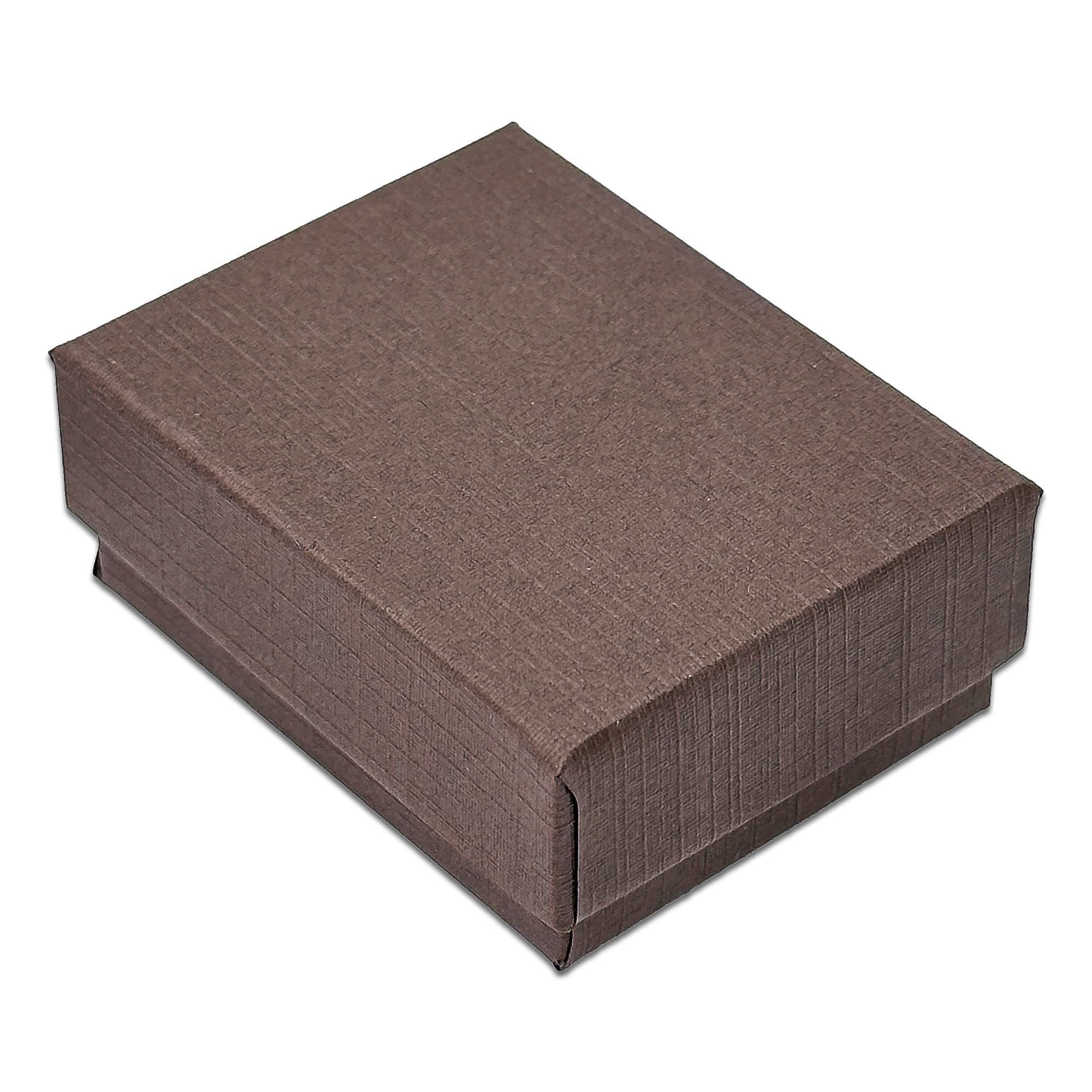 TheDisplayGuys - 100-Pack #11 Cardboard Linen Paper Jewelry Boxes Gift Cases w. Cotton Padding - Brown (2.1" x 1.8" x 0.8")