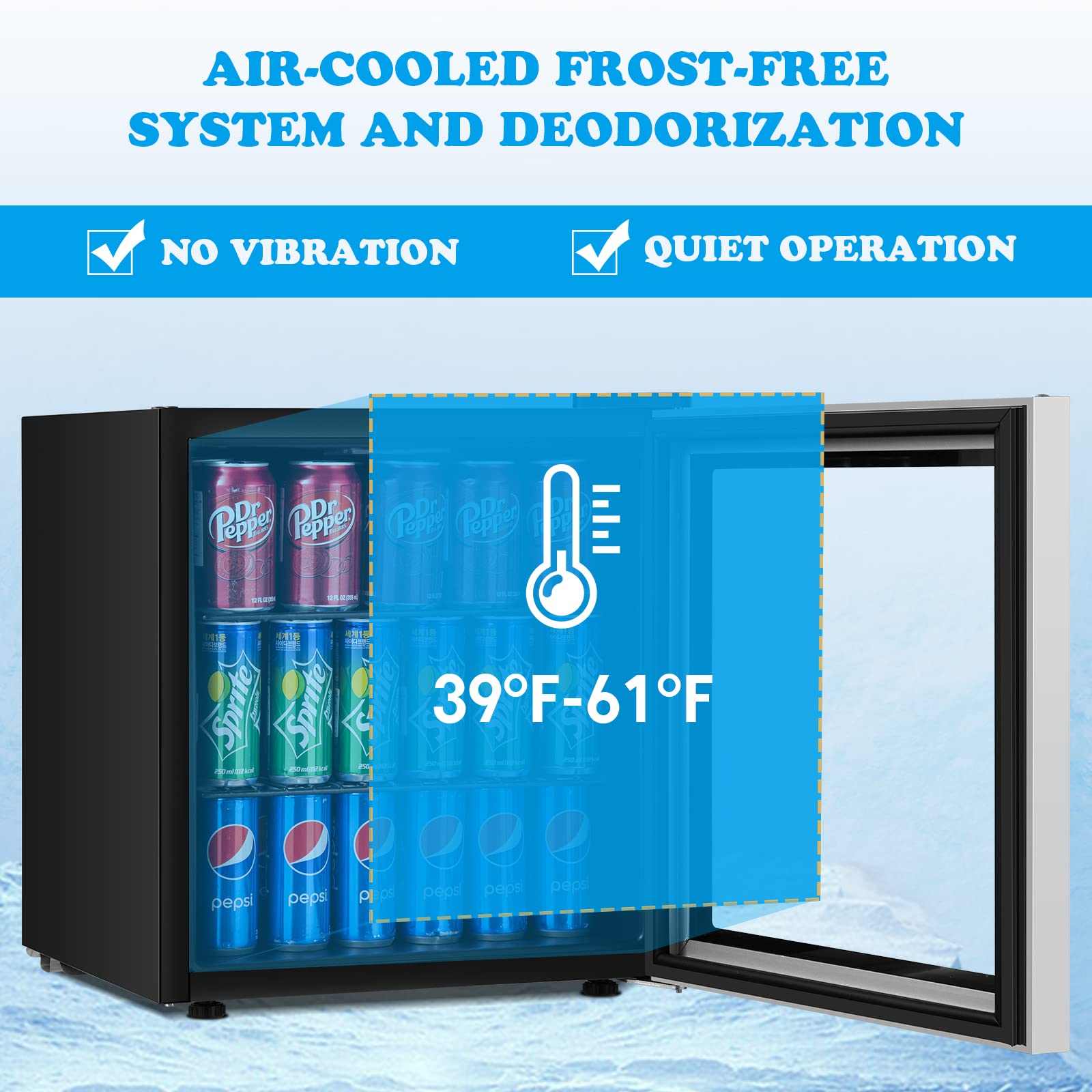 Arlime Mini Fridge, Drink Cooler, 60 Can, Beverage Refrigerator With Glass Door, Removable Shelves For Soda Beer Wine, Small Drink Refrigerator For Bedroom, Office, Home Kitchen, Bar, 1.6 Cu. Ft. on Fridge.com - View 2