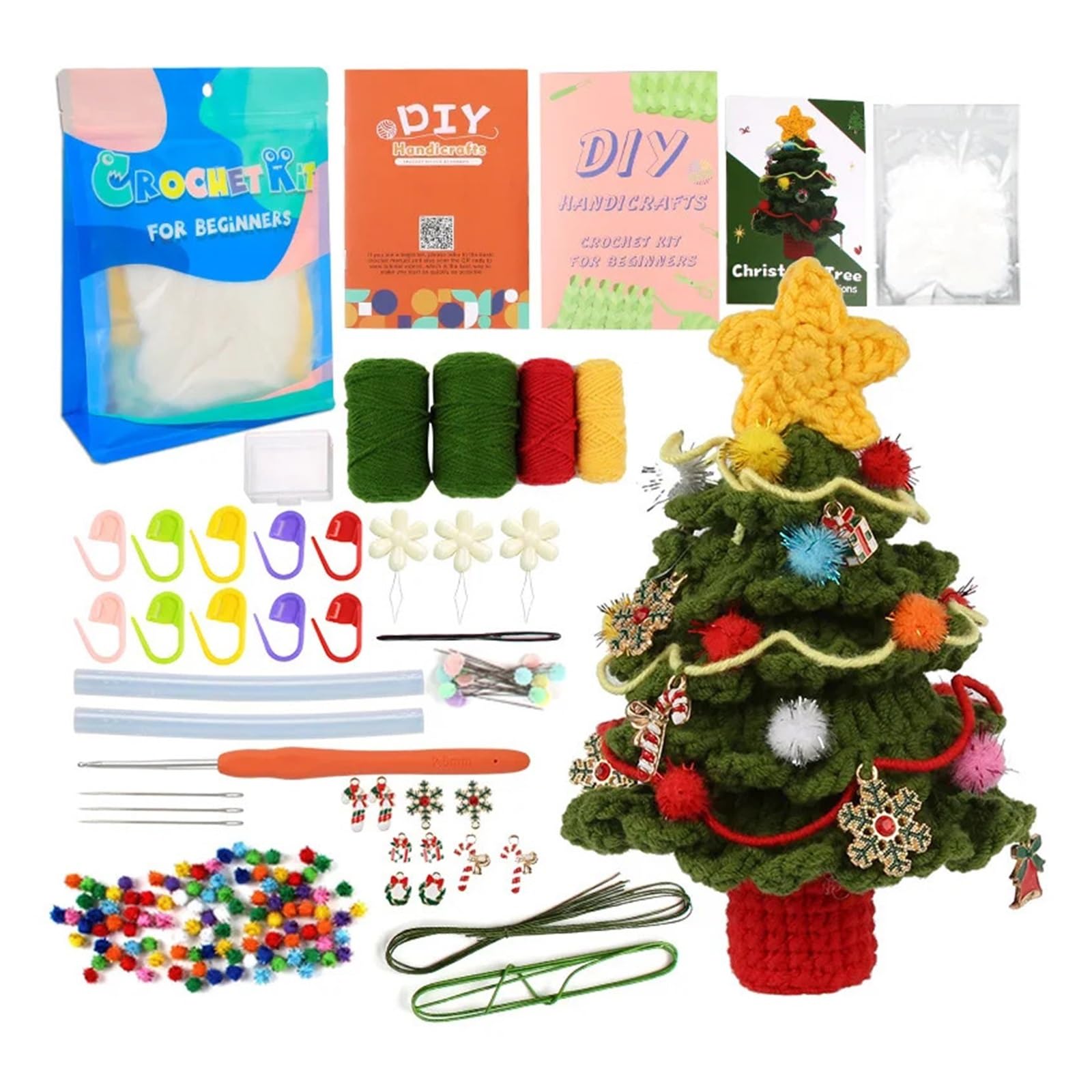 Kits de Ganchillo Kit de animales crochet for principiantes con instrucciones, hilo algodón, agujas, gancho y juego herramientas for tejer. Manualidades DIY para Proyectos de Manualidades(Color-18)