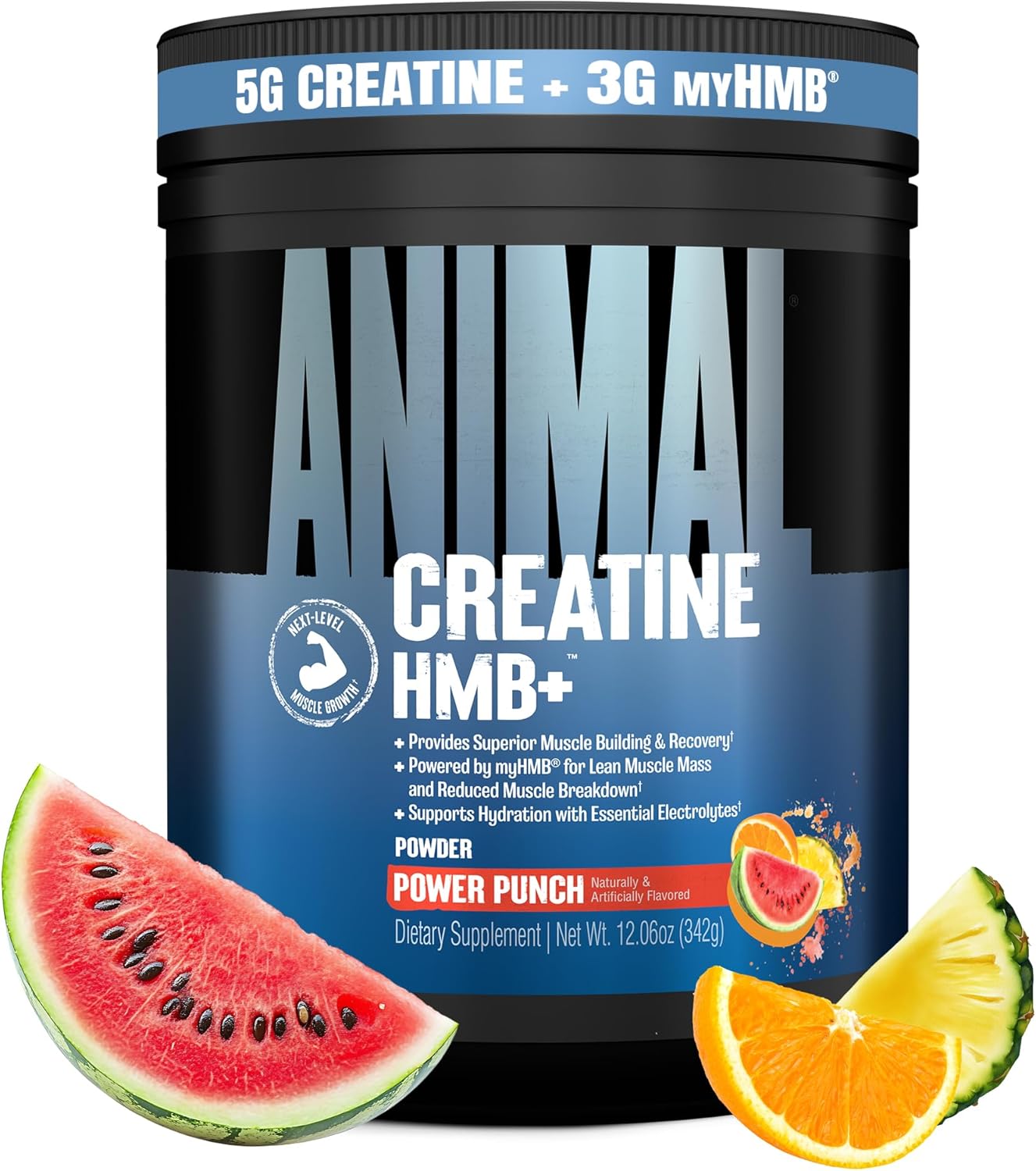 Animal Creatine HMB Powder – 3g myHMB + 5g Creatine with Electrolytes for Recovery & Daily Energy – Power Punch Flavor, 30 Servings