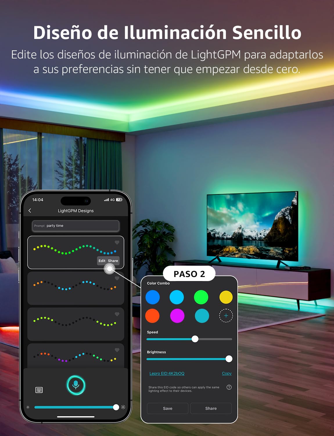 Lepro S2 AI Tira LED 10M RGB, Fonciona con Alexa y Google Assistant, Control de WiFi y Bluetooth y Segmentado, Diseñador de Iluminación AI Personalizado, Sincronización Música, Luz para Fiesta, Gaming