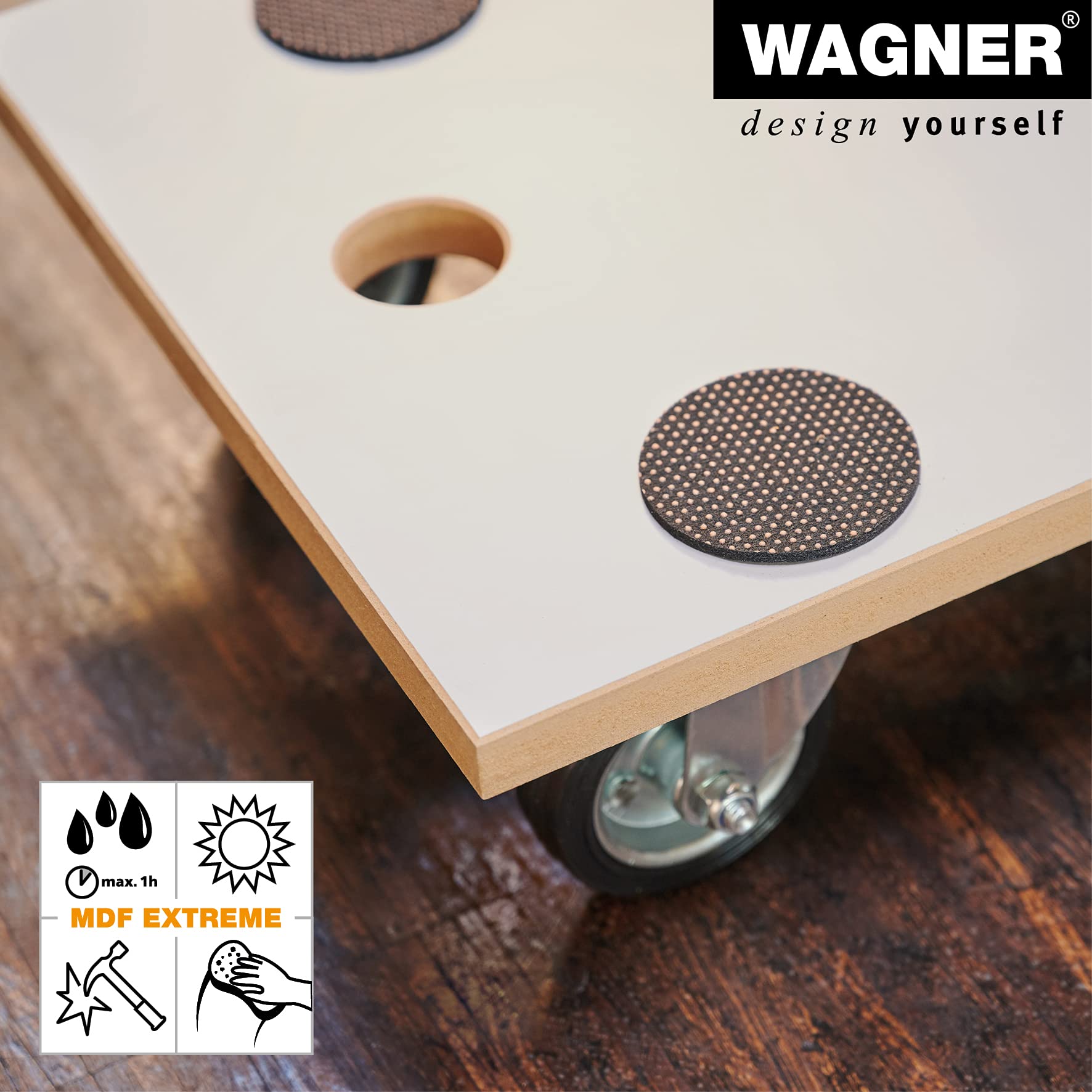 WAGNER Carrello da trasporto MM 1316 I 57,5 x 30 cm I ruote in gomma piena silenziose I cuscinetti antiscivolo I rivestimento speciale I portata 250 kg I facile da pulire I robusto - 20131601