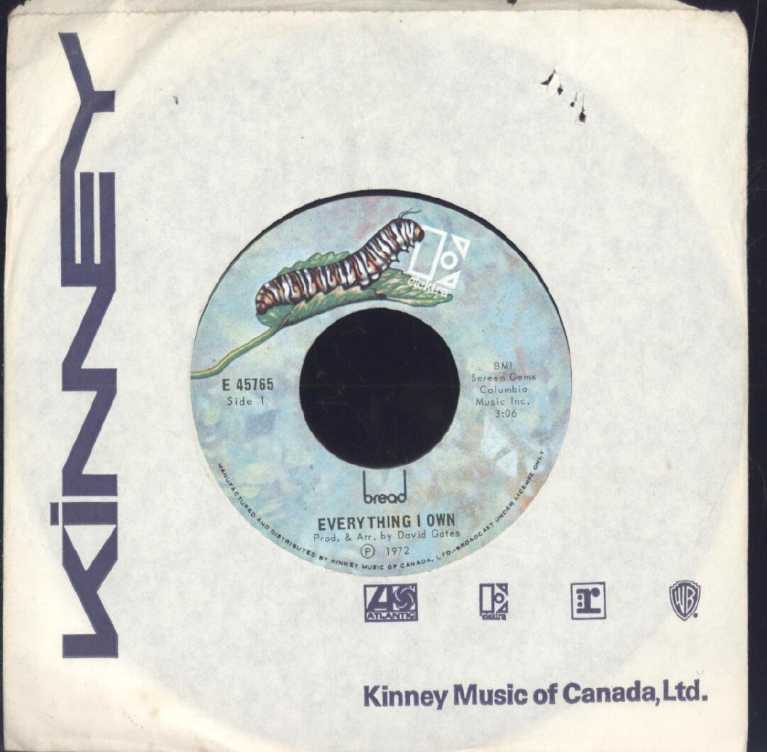 Bread Everything I Own / I Don't Love You 7" 45 VG++ Canada Elektra E