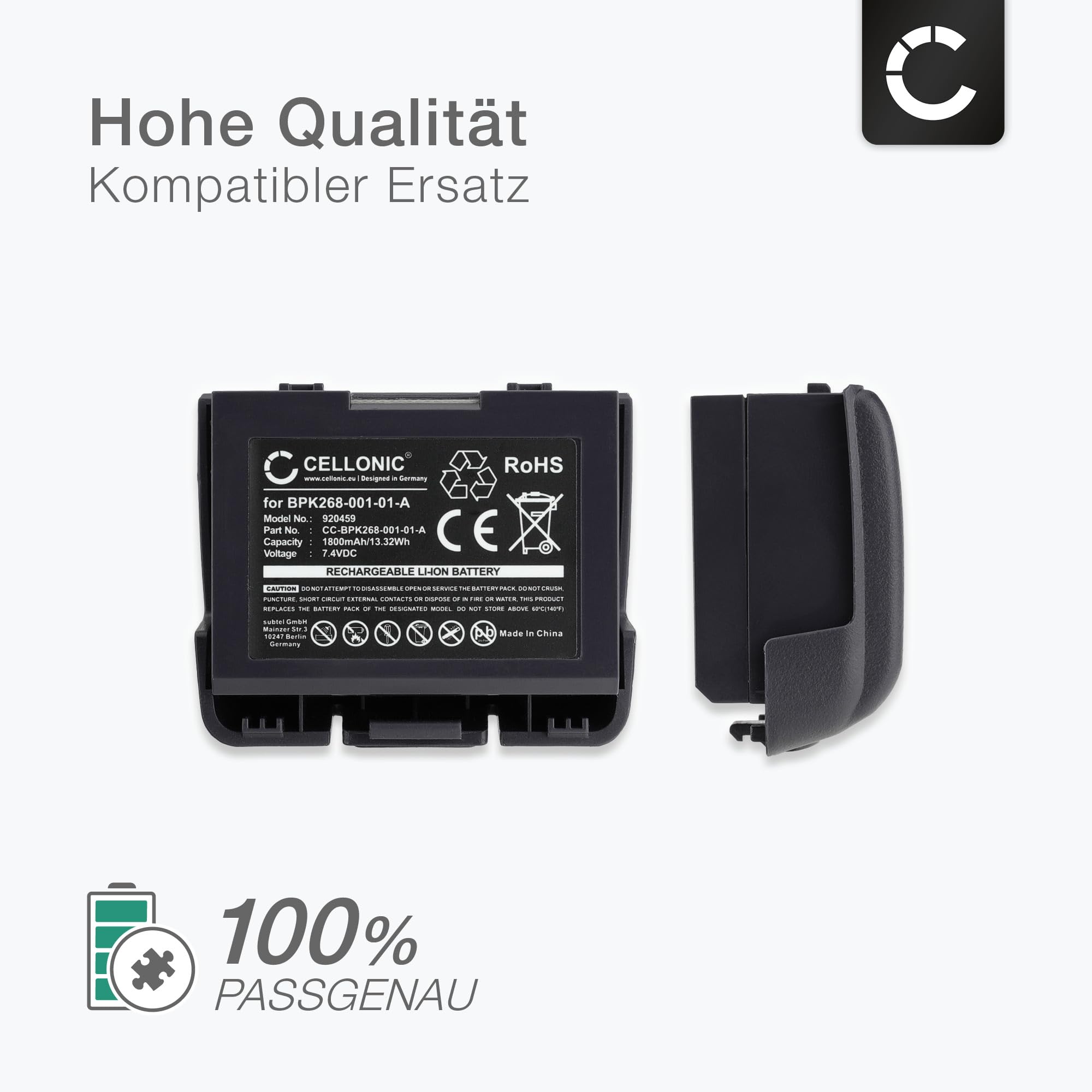 CELLONIC 2X Akku kompatibel mit Verifone VX680, Wireless | 2x, (1800mAh-7.4V-Lithium-Ionen), Zahlungsterminal / POS Akku, für Verifone BMO010002, VX680 Wireless Credit Card Machine