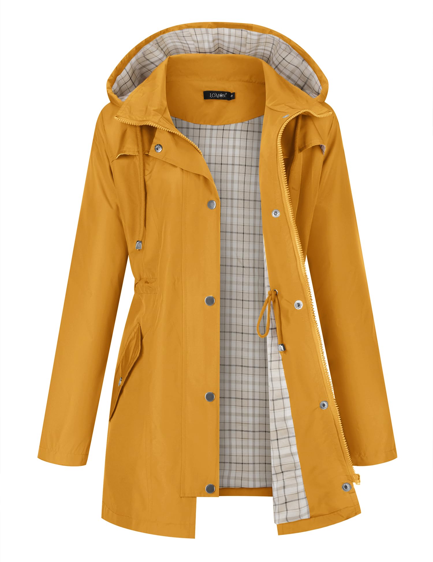 Women Waterproof Outdoor Hiking Raincoat Women Lined Rain Jacket Lightweight Hooded Jackets Trench Coats