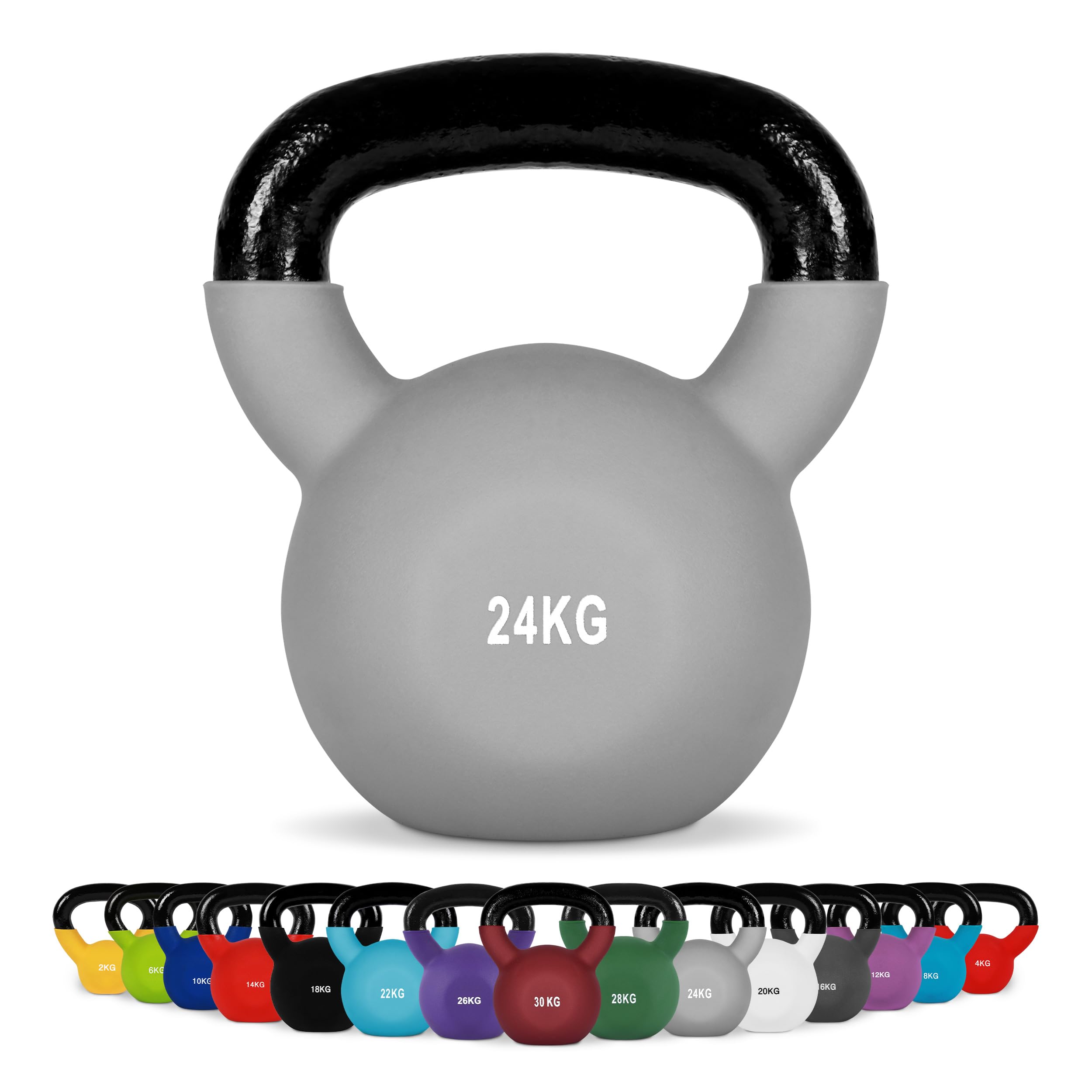 MSPORTS Kettlebell Professionale 2-30 kg | Ghisa Revestimento in Neoprene | incl. Workout PDF | Diversi Colori