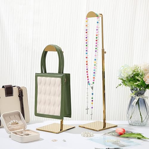 Miniatura 5 de Maitys Paquete de 4 soportes de exhibición para monederos, de acero inoxidable, altura ajustable, para el hogar, tienda, mostrador de boutique