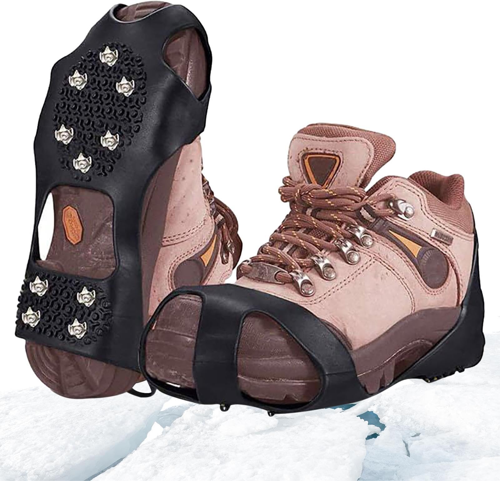 Non-Slip Snow Shoes Spikes – 10-Tooth Footwear Traction Grips, Winter Crampons For Hiking, Walking, Climbing | Men Women Outdoor Ice, Snow, Fishing, Mountaineering And Backpacking Safety