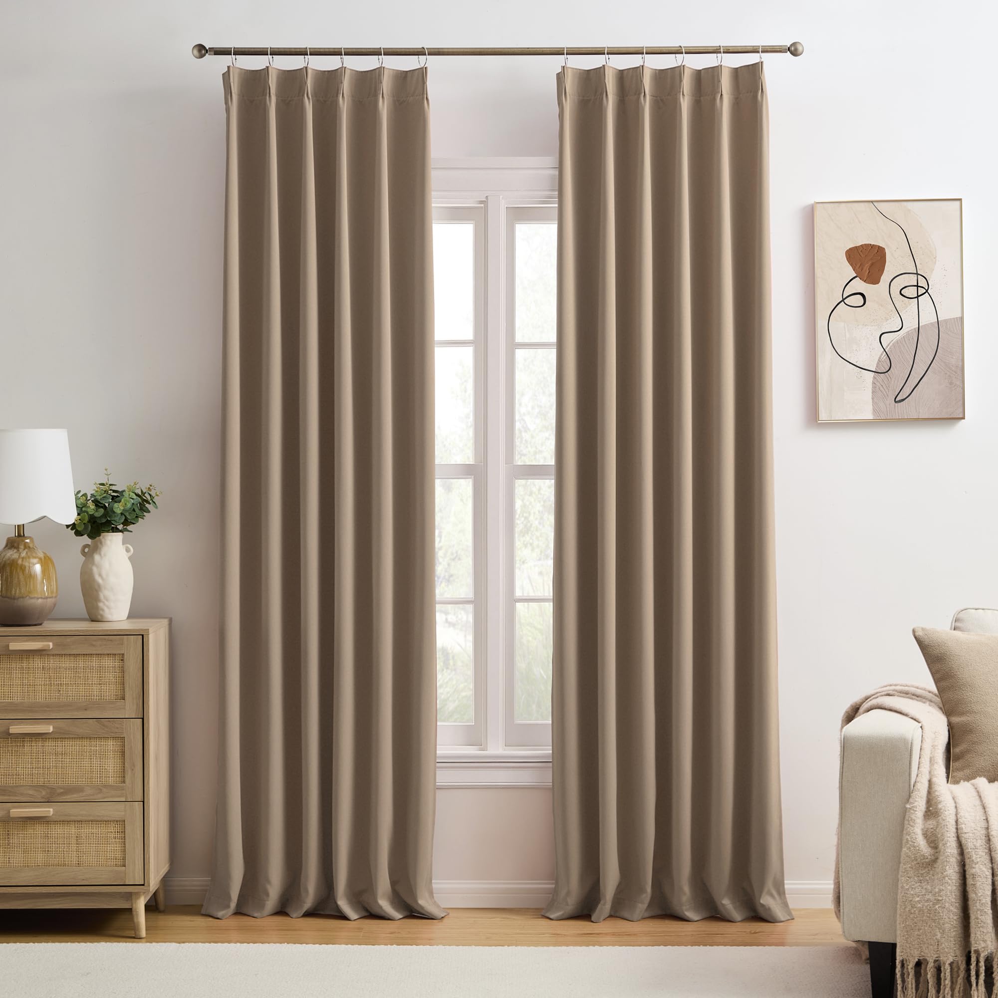 Photo 1 of Cappuccino Blackout Curtains 156 Inches Long 13 feet Tall, Extra Long Pinch Pleats Living Room Curtains Thermal Pleated Curtains Panels Drapery for Home, Hotel, Office, 40" W x 156" L, Set of 2