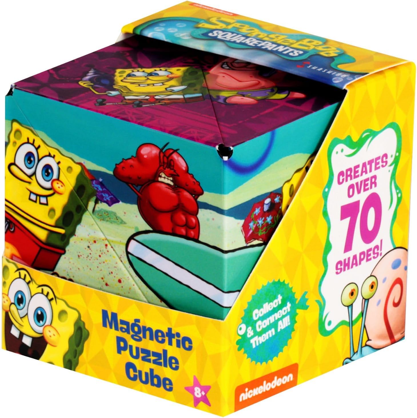 – Spongebob Squarepants Shape Shifting Box - STEM Magnetic Fidget Cube that Transforms Into Over 100 Shapes, Download Fun in Motion Toys Mobile App (Beach Buddies)