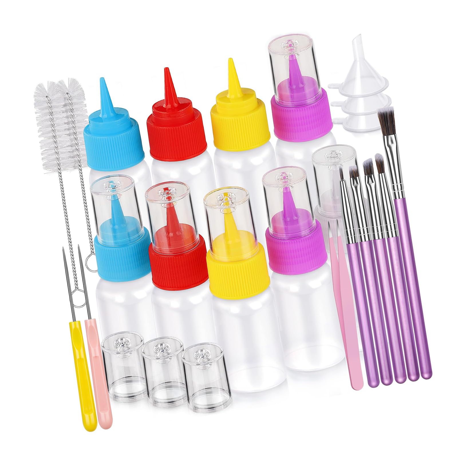 Nucelit Complete Cookie Decorating Set Includes Squeeze Bottles Funnel Tweezers and Painting Brush for Cupcake Cookie Chocolate Baking Decoration Set