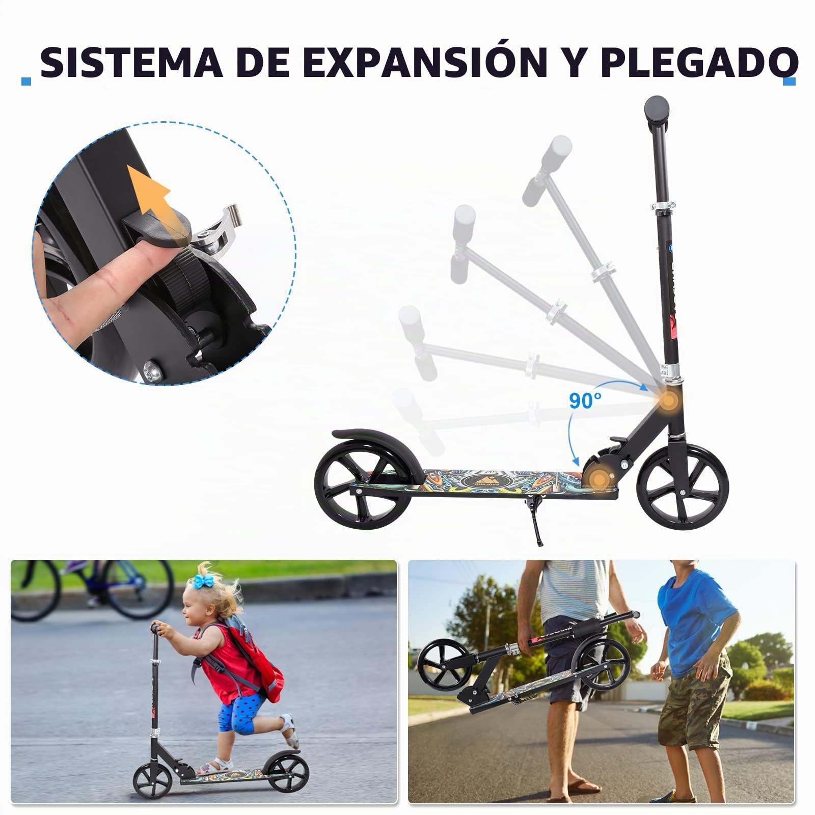 Patinete Plegable Aleación de Aluminio Altura Ajustable para niños